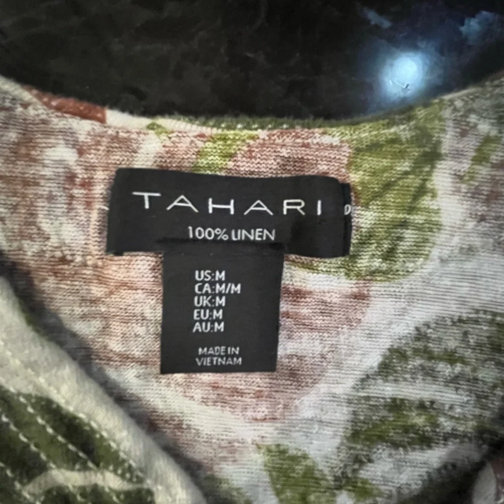 Tahari 100% Linen Tropical Monstera Button-Front Top – Women’s Medium - Picture 7 of 7